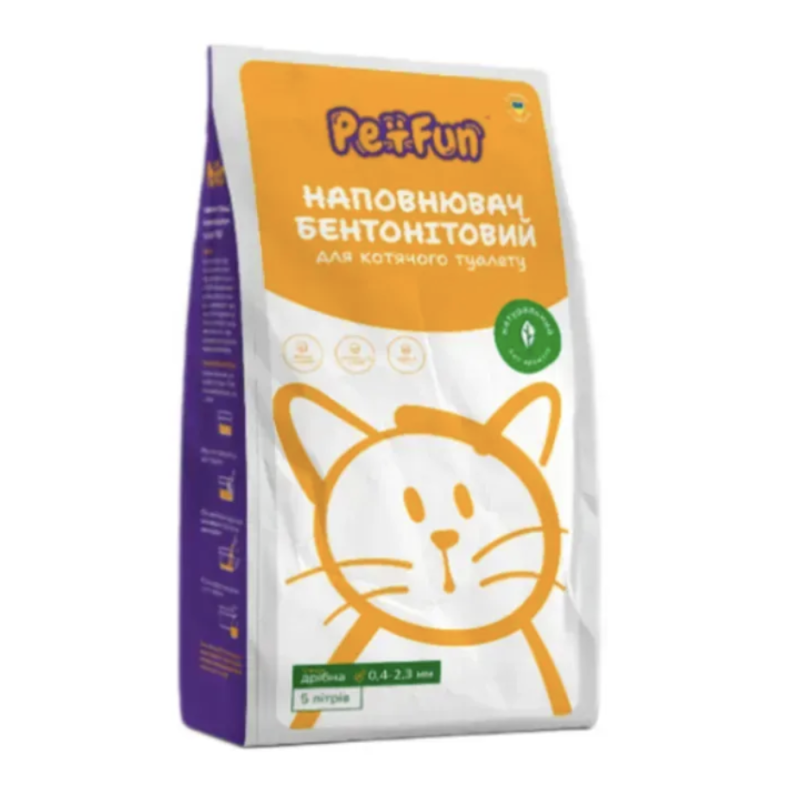 Pet Fun бентонітовий наповнювач для котячого туалету 5 л - без аромату